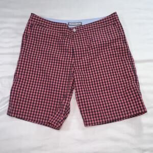 Bonobos Swim Trunks Size 33 Pink Blue Gingham Button Front Mesh Lined Preppy Dad